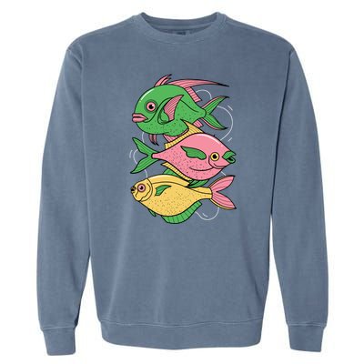 Three Colorful Fishes Garment-Dyed Sweatshirt