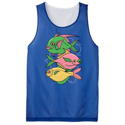 Three Colorful Fishes Mesh Reversible Basketball Jersey Tank