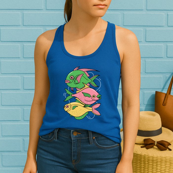 Three Colorful Fishes Womens Tank Top