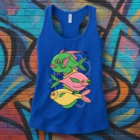Three Colorful Fishes Womens Tank Top