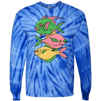 Three Colorful Fishes Tie-Dye Long Sleeve Shirt