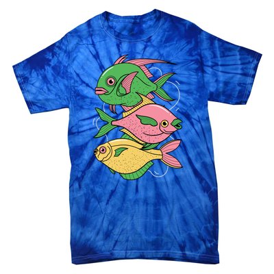 Three Colorful Fishes Tie-Dye T-Shirt