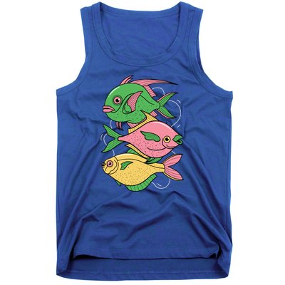 Three Colorful Fishes Tank Top