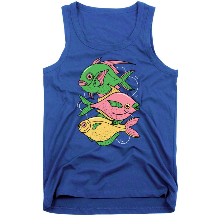 Three Colorful Fishes Tank Top