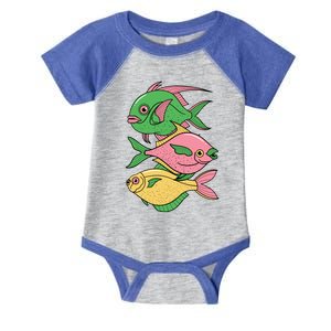 Three Colorful Fishes Infant Baby Jersey Bodysuit