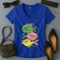 Three Colorful Fishes Women's V-Neck T-Shirt