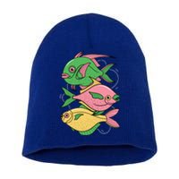 Three Colorful Fishes Short Acrylic Beanie