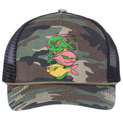 Three Colorful Fishes Retro Rope Trucker Hat Cap