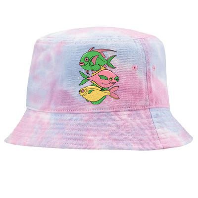 Three Colorful Fishes Tie-Dyed Bucket Hat