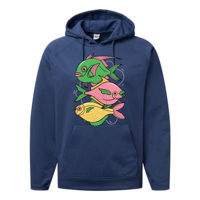 Three Colorful Fishes Performance Fleece Hoodie