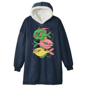 Three Colorful Fishes Hooded Wearable Blanket