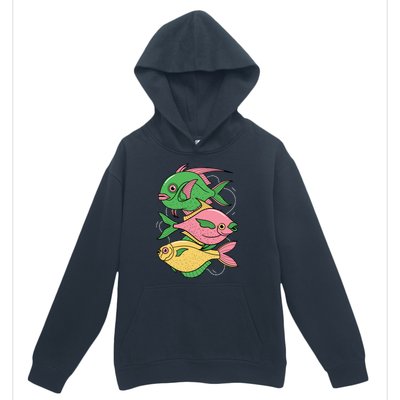 Three Colorful Fishes Urban Pullover Hoodie