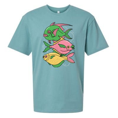 Three Colorful Fishes Sueded Cloud Jersey T-Shirt