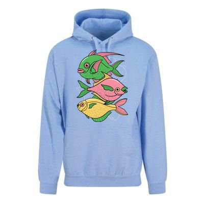 Three Colorful Fishes Unisex Surf Hoodie