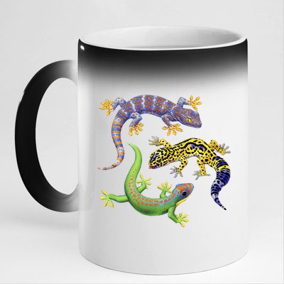 Three Geckos 11oz Black Color Changing Mug