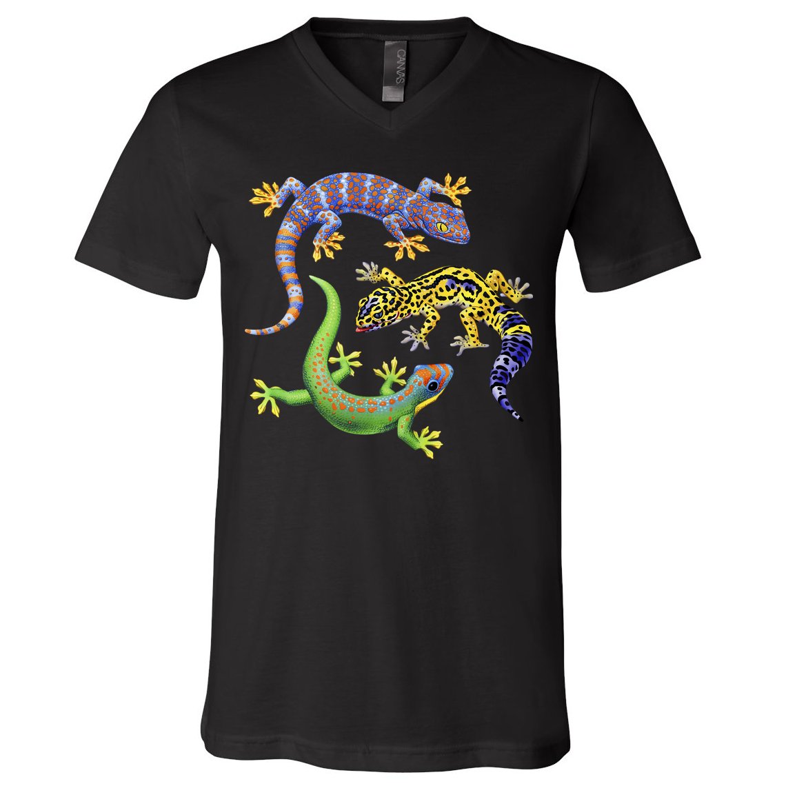 Three Geckos V-Neck T-Shirt