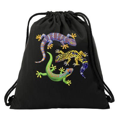 Three Geckos Drawstring Bag