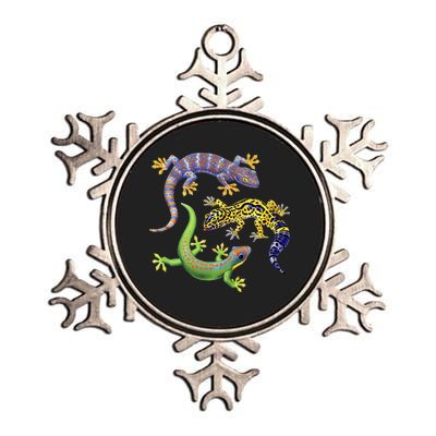 Three Geckos Metallic Star Ornament