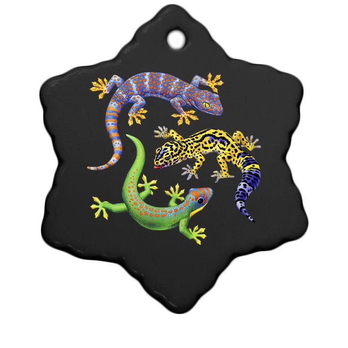 Three Geckos Ceramic Star Ornament