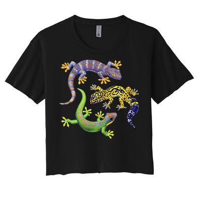 Three Geckos Women's Crop Top Tee