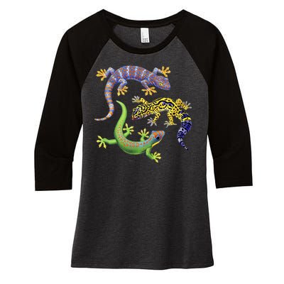 Three Geckos Women's Tri-Blend 3/4-Sleeve Raglan Shirt