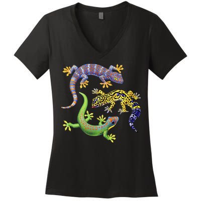 Three Geckos Women's V-Neck T-Shirt