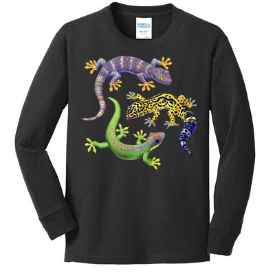 Three Geckos Kids Long Sleeve Shirt