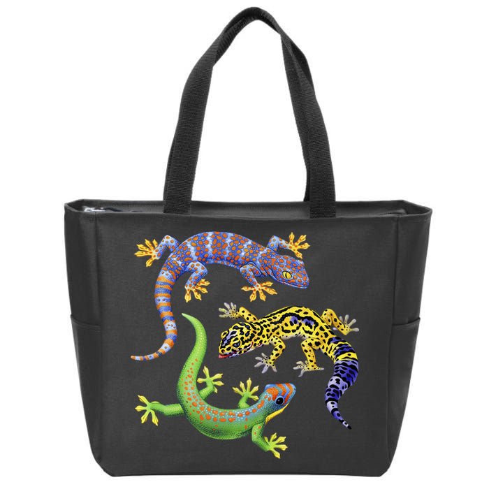 Three Geckos Zip Tote Bag