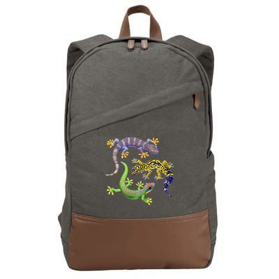 Three Geckos Cotton Canvas Backpack
