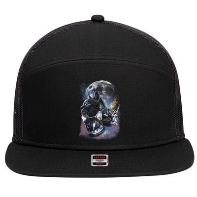 Three Moon Space Cats 7 Panel Mesh Trucker Snapback Hat