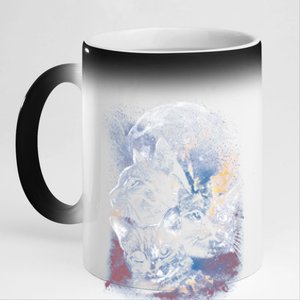 Three Moon Space Cats 11oz Black Color Changing Mug