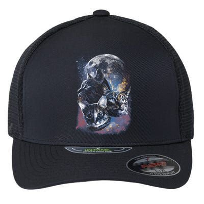 Three Moon Space Cats Flexfit Unipanel Trucker Cap