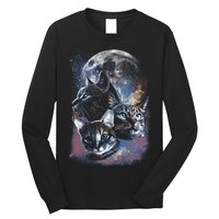 Three Moon Space Cats Long Sleeve Shirt