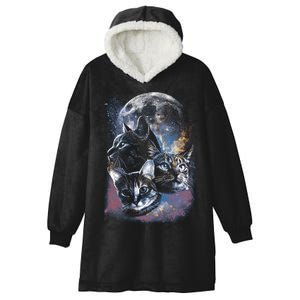 Three Moon Space Cats Hooded Wearable Blanket