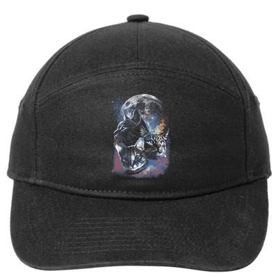 Three Moon Space Cats 7-Panel Snapback Hat