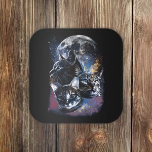 Three Moon Space Cats Coaster