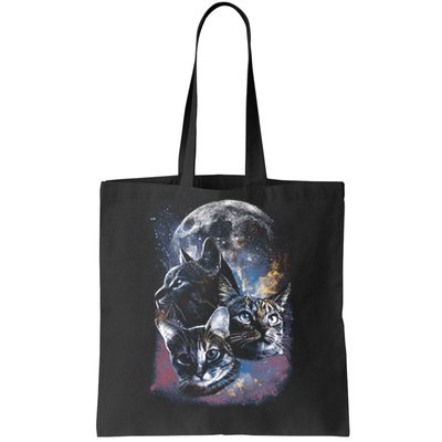 Three Moon Space Cats Tote Bag