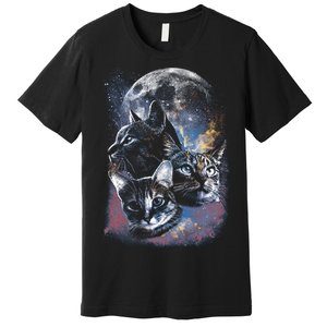 Three Moon Space Cats Premium T-Shirt