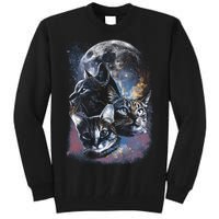 Three Moon Space Cats Tall Sweatshirt