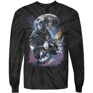 Three Moon Space Cats Tie-Dye Long Sleeve Shirt