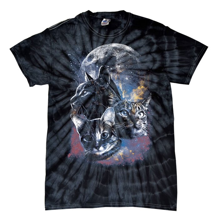 Three Moon Space Cats Tie-Dye T-Shirt