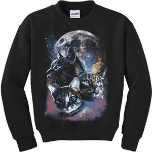 Three Moon Space Cats Kids Sweatshirt