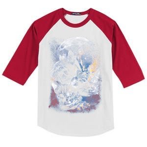 Three Moon Space Cats Kids Colorblock Raglan Jersey