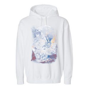 Three Moon Space Cats Garment-Dyed Fleece Hoodie