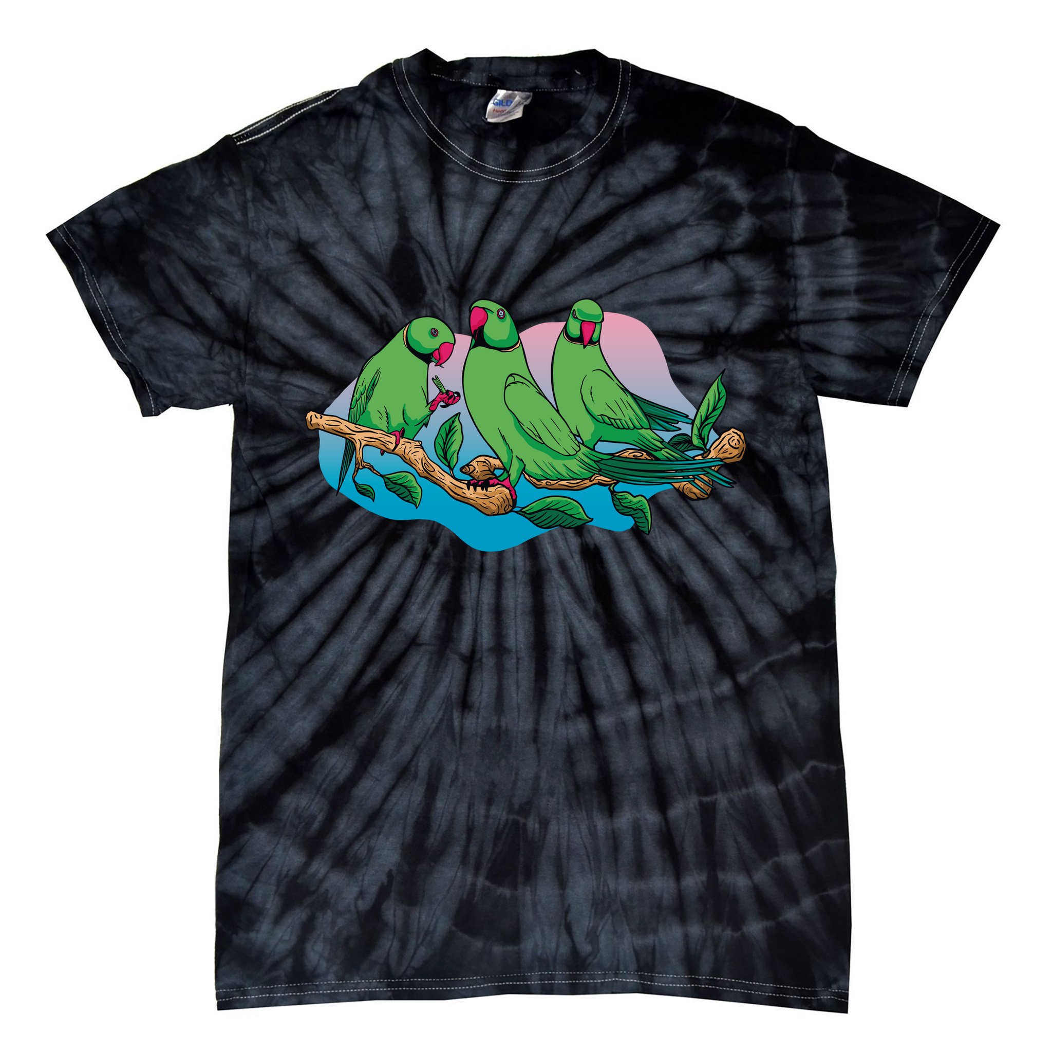 Three Parrots Tie-Dye T-Shirt