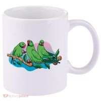 Three Parrots 11oz C Handle Ceramic Mug