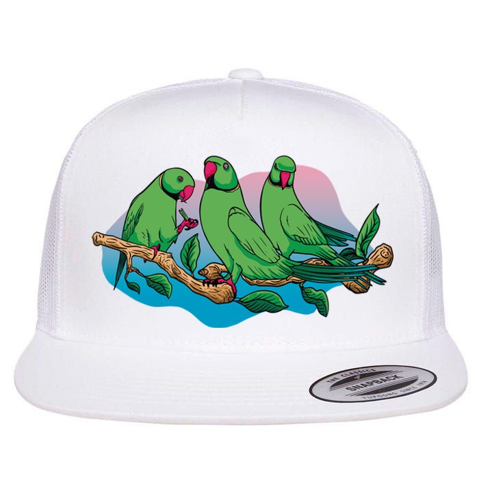 Three Parrots Flat Bill Trucker Hat