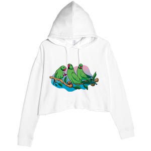 Three Parrots Crop Fleece Hoodie