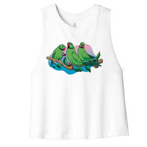 Three Parrots Women's Racerback Cropped Tank