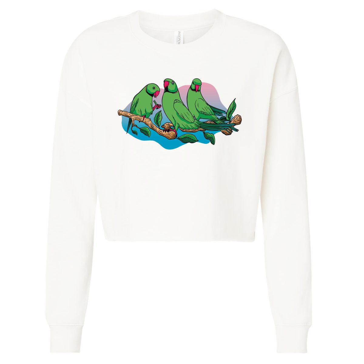 Three Parrots Cropped Pullover Crew